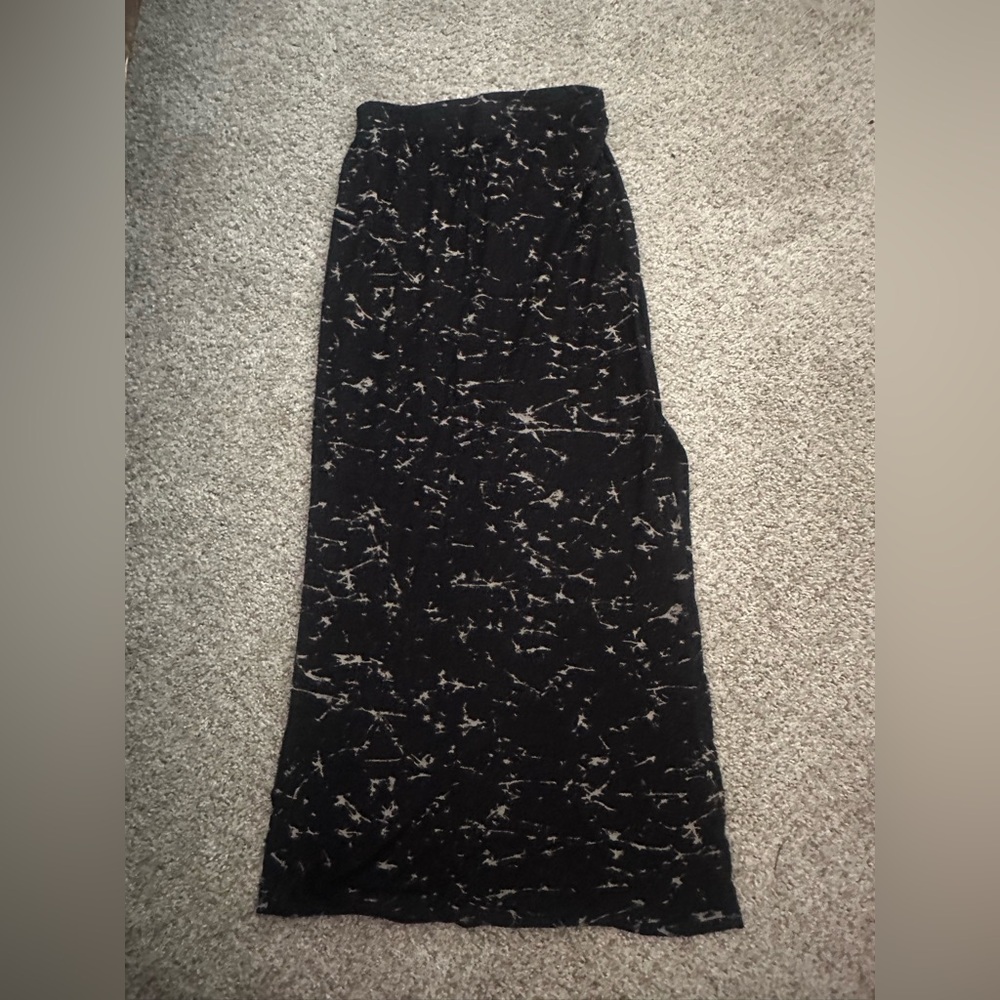 Full Tilt S Long Skirt Black Grey Splatter Print Tillys Pants Maxi Slit RARE NEW